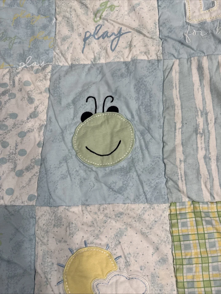 Messages From The Heart Patchwork Squares Baby Blanket Lets Go Play Vintage - Image 2 of 3