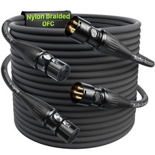 XLR Cables 25ft 2 Pack, 20 AWG, Kevlar-Reinforced Nylon Braided Microphone Ca...