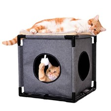 Cat Beds for Indoor Cats - Cat Hideaway  Muti-Functional Cat Cave Bed with Sof...