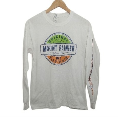 Mount Rainier National Park Long Sleeve T Shirt Tee Souvenir Size Medium White