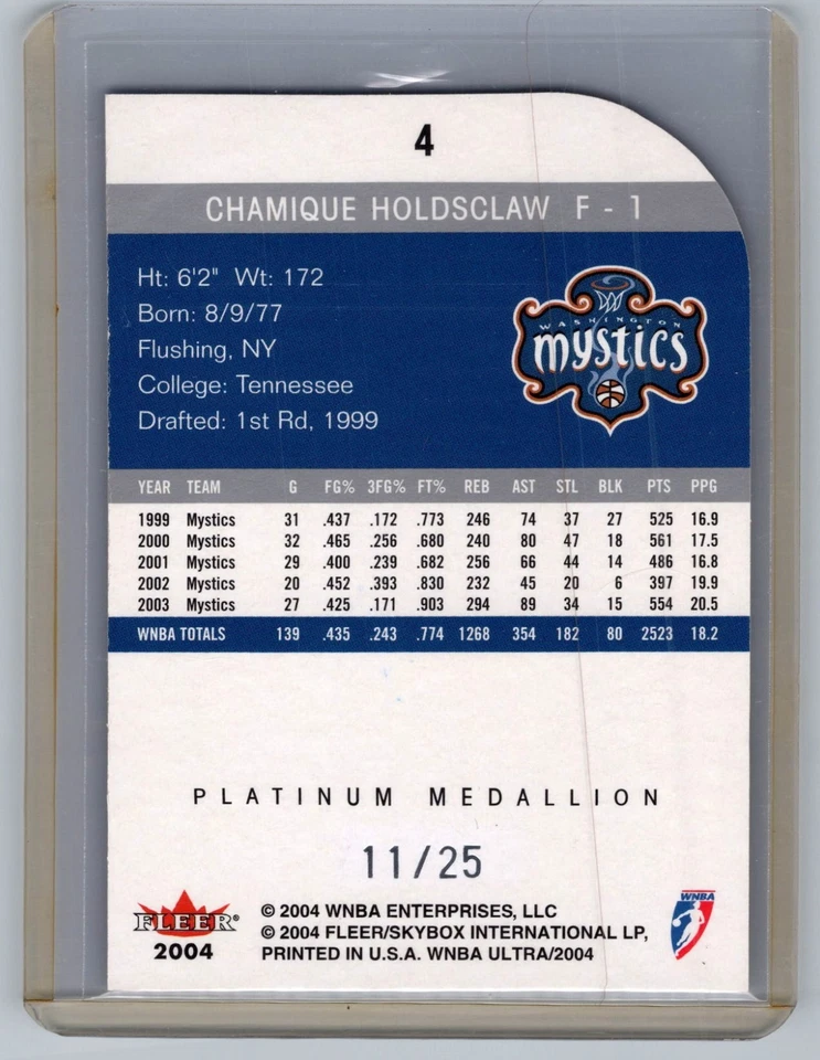 2004 Fleer Ultra WNBA Platinum Medallion /25 Chamique Holdsclaw #4  - Image 2 of 2