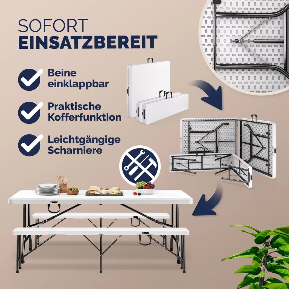 CASARIA® Bierzeltgarnitur Festzeltgarnitur Biertischgarnitur 180 cm Klappbar - Bild 4 von 4