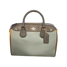 Coach Rowan Satchel Crossgrain Leather Colorblock Blue Yellow F21346