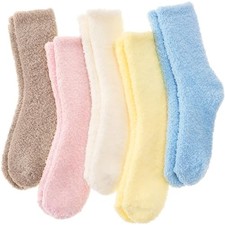 Fuzzy Socks for Women Men Slipper Fluffy Cozy Warm Winter Thick Medium Candy Q