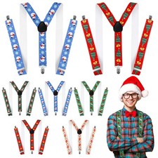 5 Pcs Adjustable Santa Snowman Christmas Suspender with Strong Metal Clips Bu...