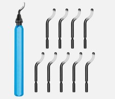 Deburring Tool Set Metal Handle Deburrer + 10PCS BS1010 HSS Burr Removal Blades