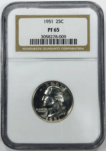 *1951 P WASHINGTON QUARTER* *NGC PR65* *POPULATION RARITY* NR #G3782