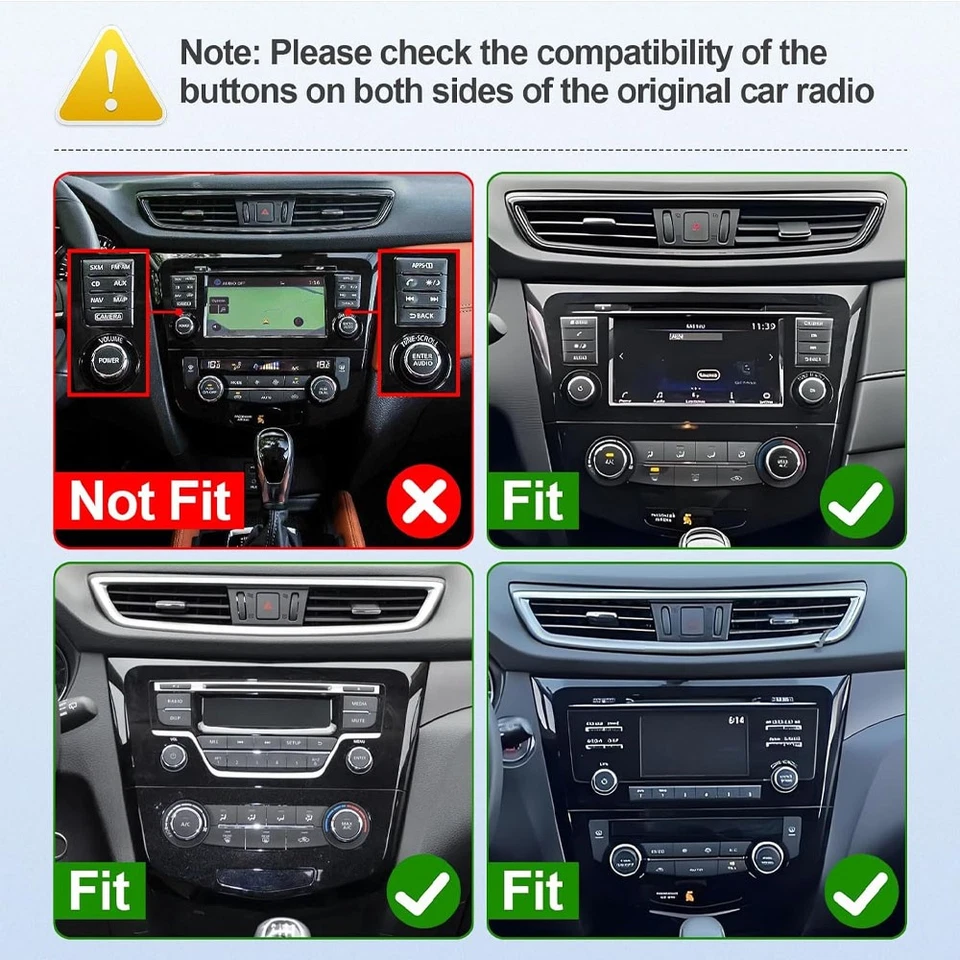 Stereo For Nissan Rogue X-Trail Qashqai 2014-2018 Android 13 CarPlay Car Radio - Imagem 3 de 4