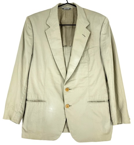 Canali, Vintage Canali Mens Milano No Pattern Blazer Size 48 - S Beige