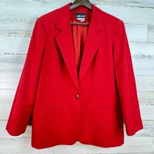 Sag Harbor Vintage Red 100 Wool Single Button Structured Blazer Jacket Size 14