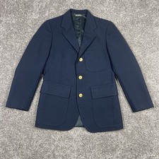 Vintage 80s Polo Ralph Lauren Blazer Womens 14 Reg Gold Button Wool Coat Jacket