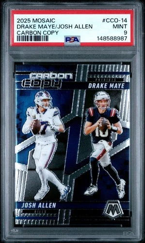 2025 Panini Mosaic Carbon Copy Josh Allen, Drake Maye #CCO-14 Mint PSA 9