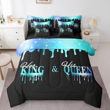 and Queen Size 7 Piece Bedding Set, Blue Glitter Bed Set Boys King Multi 12