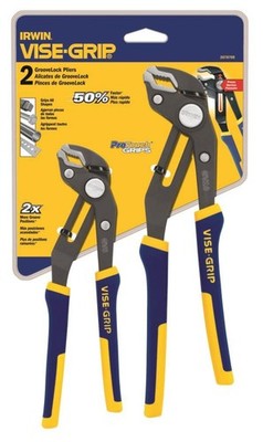 IRWIN Tools VISE-GRIP GrooveLock Pliers Set, 2-pack (8'', 10''), Blue/Yellow 