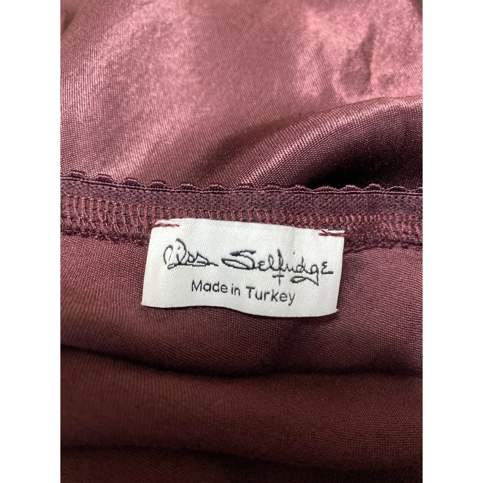 Miss Selfridge Red Burgundy Silk Satin High Waisted Pencil Midi Slip Skirt Sz XS - Image 4 of 4