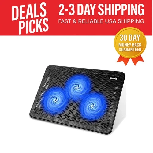 Lightweight 15.6-17" Laptop Cooling Pad with Dual USB Hub and Adjustable Height
