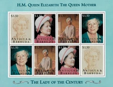 Antigua 1995 - The Queen Mother - Sheet of 8 Stamps - Scott #1909 - MNH