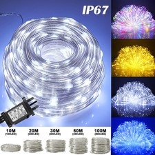 Mains Plug in 10M-100M LED Fairy String Lights Christmas Garden Outdoor Decor UK