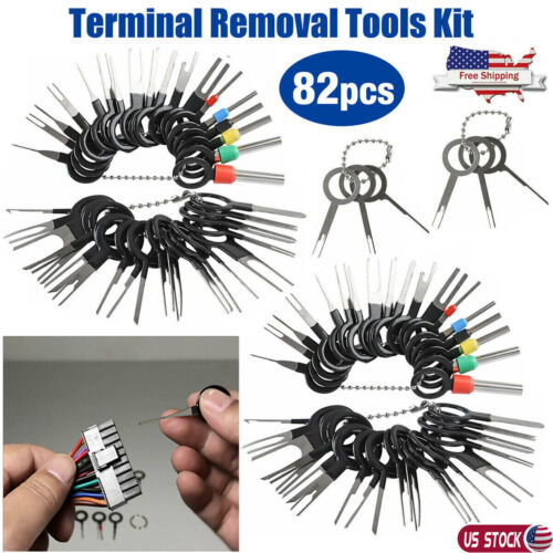 82Pcs Terminal Removal Tool Kit Depinning Pin Release Ejector Wire Connector Key