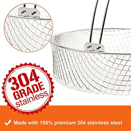 Air Fryer Basket Steamer Basket 304 Stainless Steel Mesh Basket For Air Fryer Ai