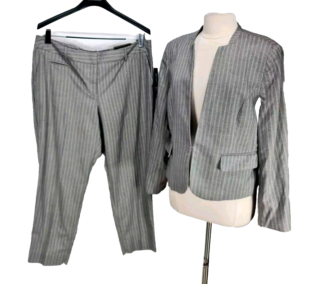 WORTHINGTON Women Career Pantsuit Blazer Size 16 Ankle Length Pant