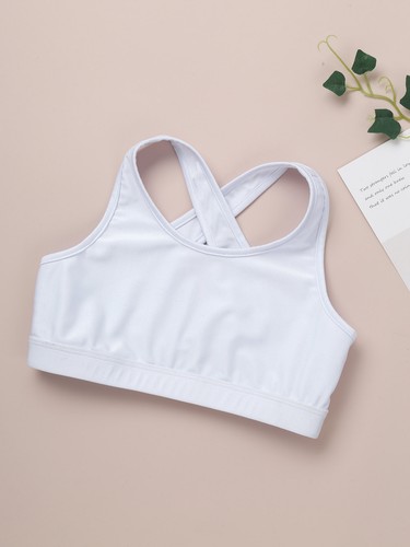 Kids Girls Sports Bra Tops Keyhole Back Crop Tops Yoga Dance Running Training - Picture 10 of 62