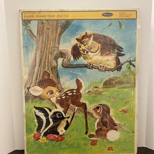 Walt Disney's Bambi Frame-Tray Puzzle Whitman 1966 oggetto da collezione per bambini - Foto 1 di 3
