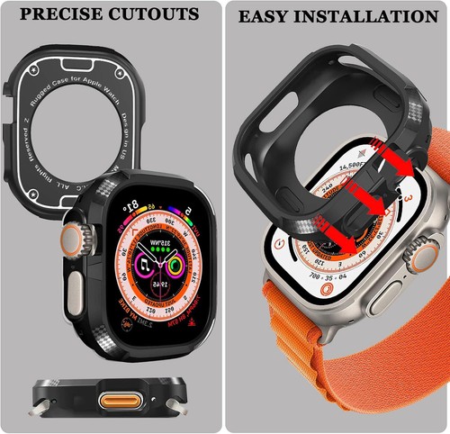 Do Apple Watch Series 10 42/46mm Odporna na wstrząsy obudowa zderzaka z włókna węglowego TPU - Zdjęcie 5 z 55