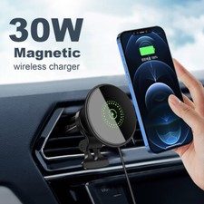 30W Magnetic Wireless Car Charger Phone Mount For Apple iPhone Air 17 16 15 14