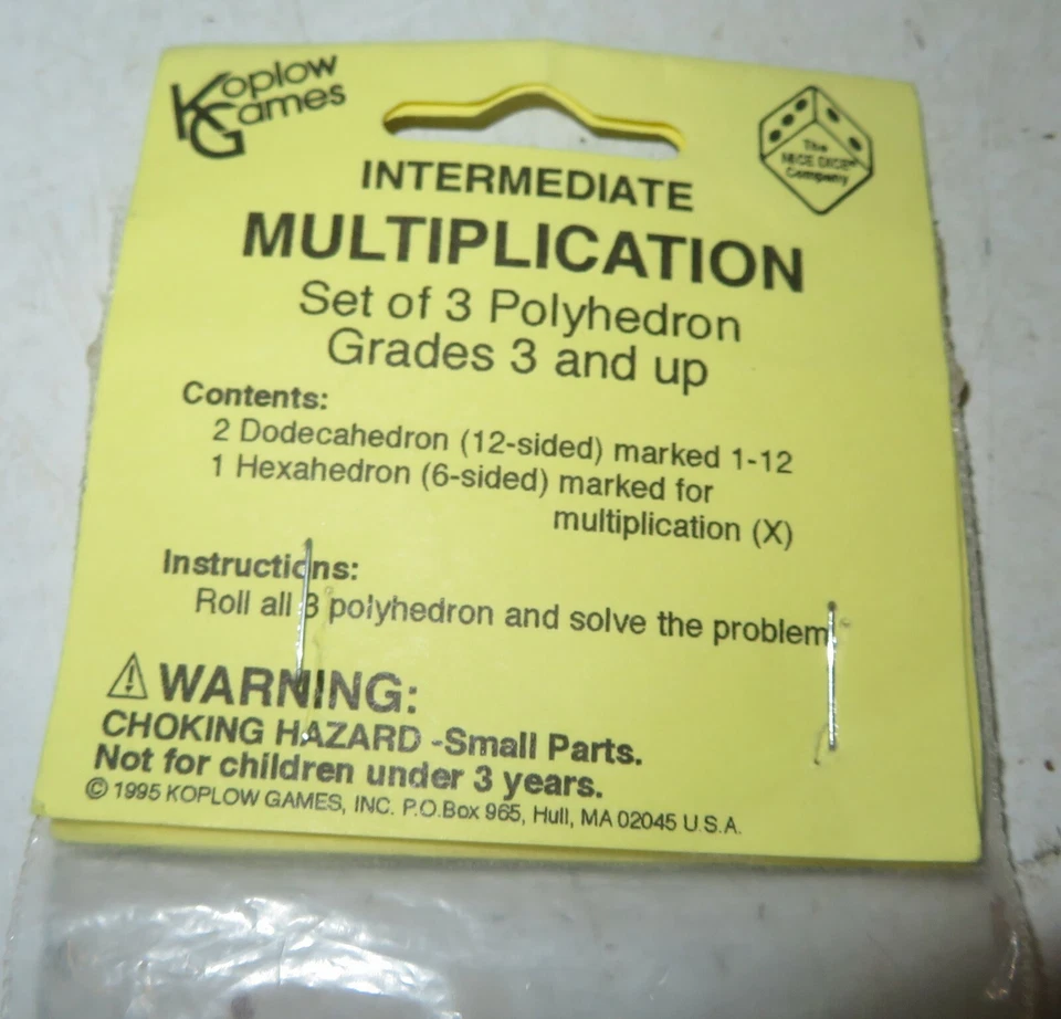 Koplow Games NUEVO Pack Vintage 3 Juego de Dados Matemáticos Multiplicación Intermedia Foto 3 de 4