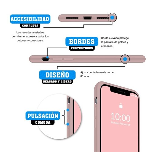 Funda Silicona para Apple iPhone Xs Max Rosa Arena - Librephonia - Imagen 2 de 7