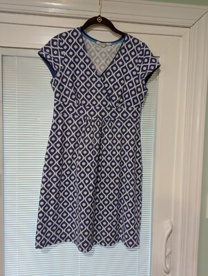 Boden Lola Jersey Dress Women's 8P US Faux Wrap Pockets Blue White Scallop | eBay Boden Lola Jersey Dress Women's 8P US Faux Wrap Pockets Blue White Scallop | eBay
