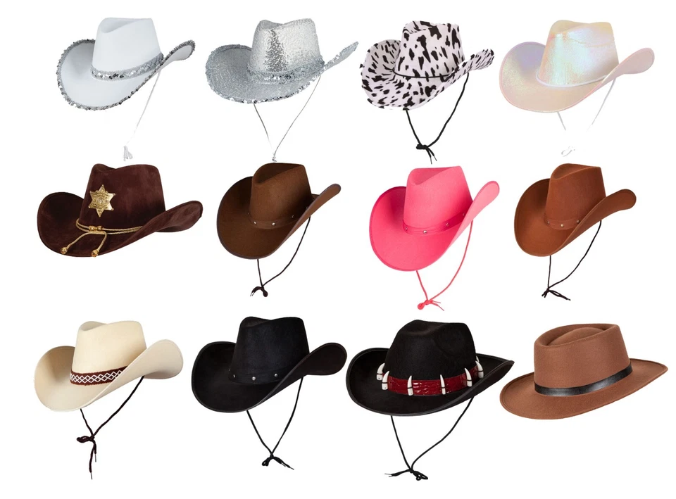 WICKED COSTUMES Cowboy Hats Fancy Dress Accessory Wild West Rodeo Texan Texas Adults Mens Ladies