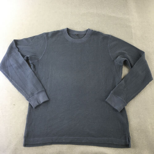 Uniqlo Mens Thermal Shirt Size M Blue Crew Neck Pullover Shirt - Foto 1 di 8
