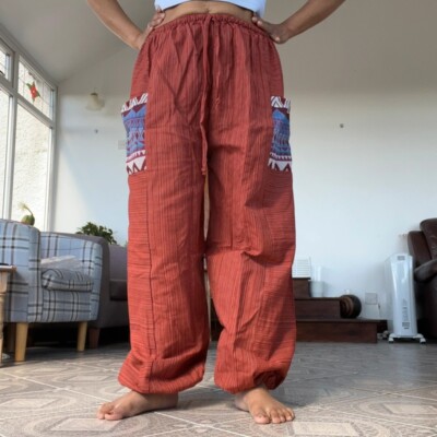 Rote Baumwollhose weites Bein Thailand Harem Sommer Urlaub Hose Herren Damen