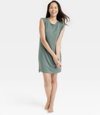 Women's Beautifully Soft Tank Dress - Stars Above Teal Green S