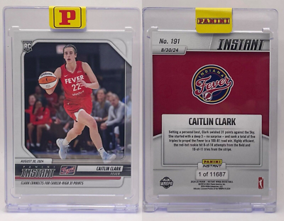 Panini Instant WNBA 2024 2024 Panini Instant Caitlin Clark Rookie Card – Indiana Fever & Iowa Hawkeyes WNBA/NCAA 2024 Wnba Basketball Cards - Foto 8