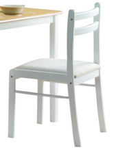 White Dining Kichen Table Chairs White Fabric Seat White Wooden Legs x  2