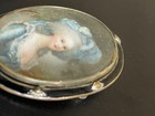 miniature portrait brooch depicting a royal lady in a blue dress Vintage victori — photo 4