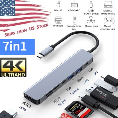 Portable 7 in 1 USB SD TF Card HDMI Multiport Adapter For Phone iPad MacBook