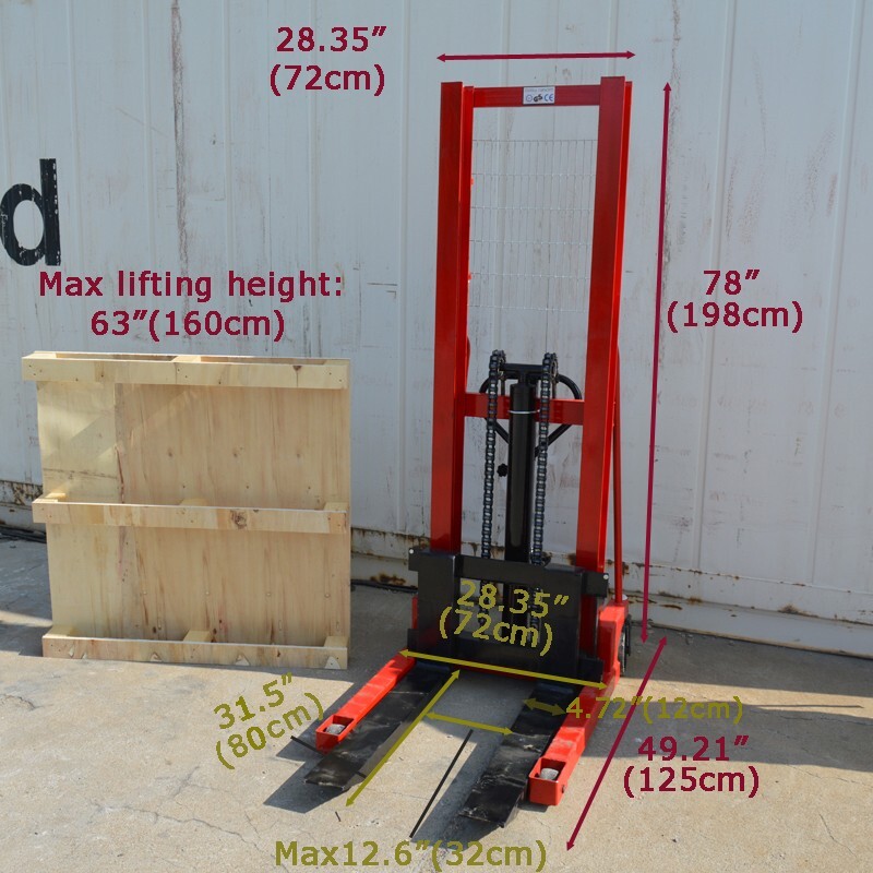 4400lbs Manual Pallet Stacker Hydraulic Pump Walkie Stacker Forklift Reach Palle