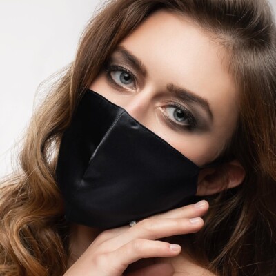 Reine 100% Maulbeerseide Gesichtsmaske, dreilagig mit Filtertasche - schwarz