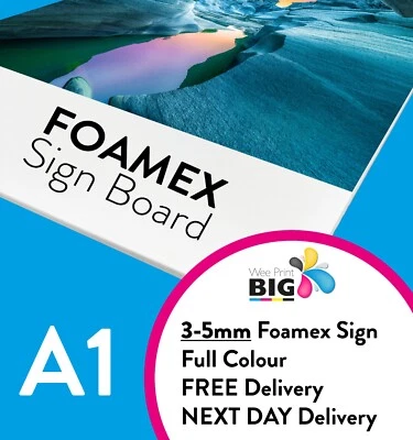WEEPRINTBIG A1 (594x841 mm) Size Foamex Foam Board Sign Full Colour Printing 3-5mm Thickness
