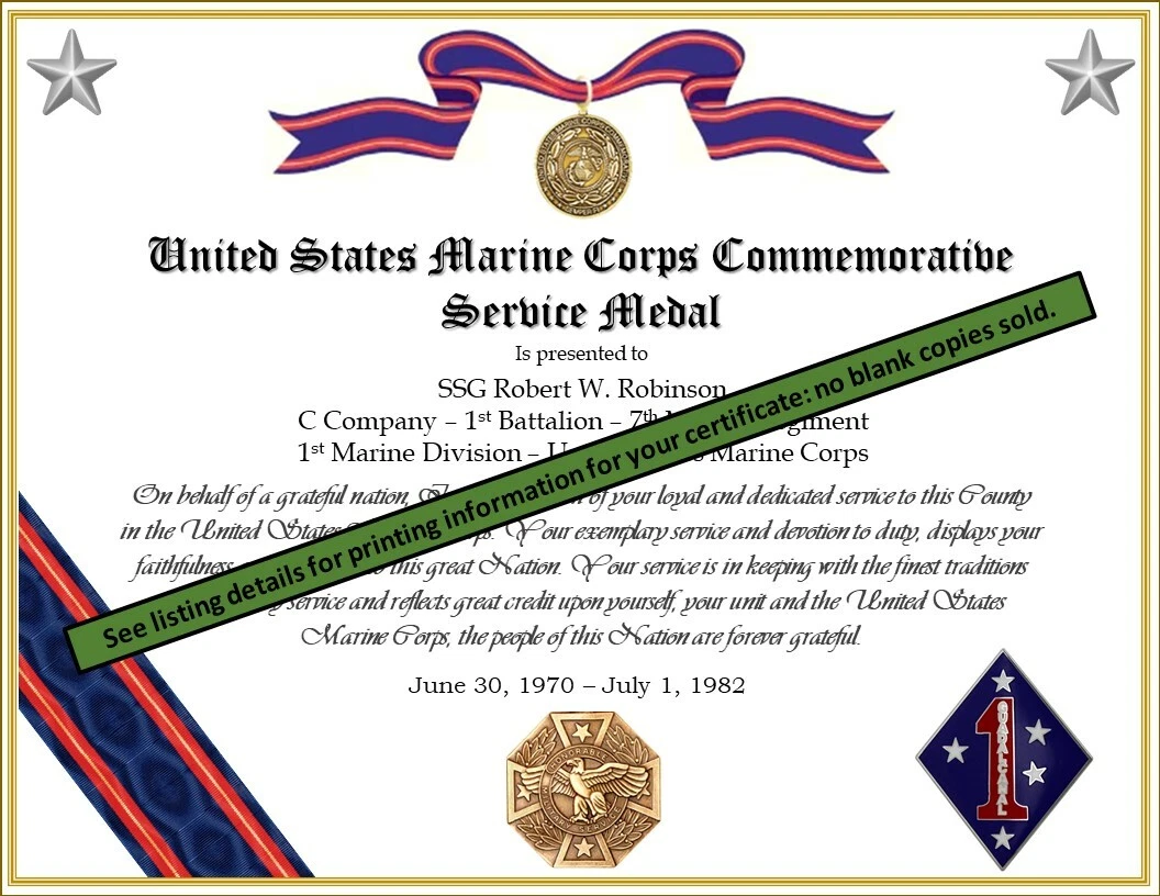 Usmc Certificate Of Commendation Template