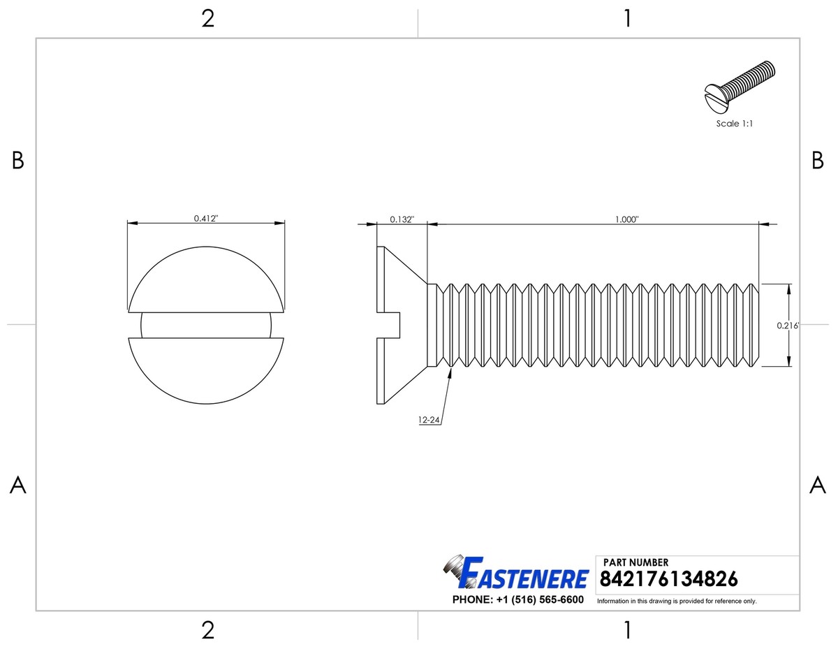 Viti Testa Piana Intaglio Dritto 12-24 X 1 Pollice – Acciaio Inox 18-8, Confezione Da 50 Pezzi (Fastenere)
