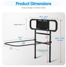 Fortemotus Bed Safety Rails For Adults, Adjustable Handles, 350 LBS, Black