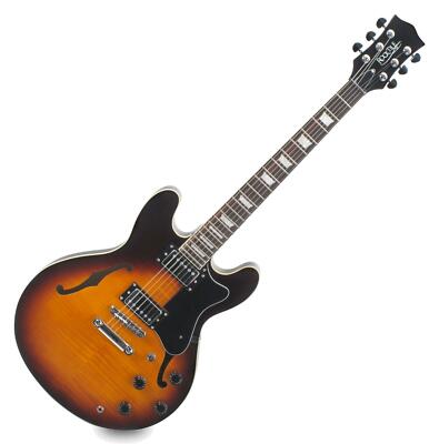 Rocktile Hollowbody Gitarre halbakustische Gitarre Vintage E-Gitarre Rockabilly