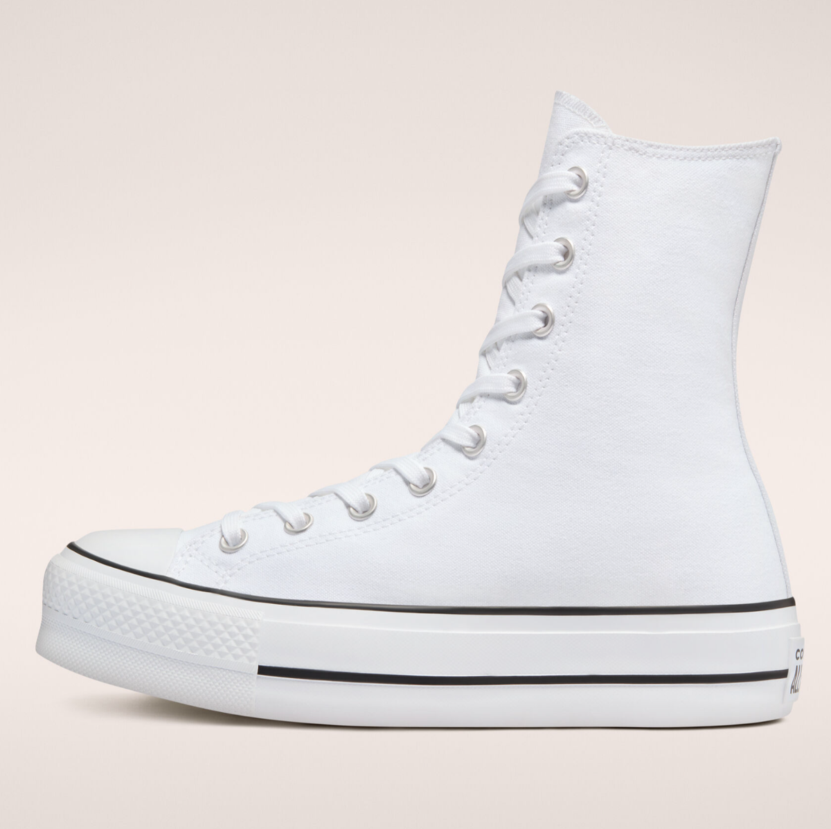 Converse Extra High Platform Canvas Trainers Light Khaki Brown Black  White