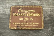 Economo PRESSED CRAYONS NO. 15 Tin Milton Bradley Co. With Original Crayons 