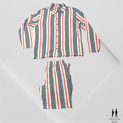 SCHIESSER Damen Schlafanzug Set Organic Cotton Womens Set 2XL 44 Pink Blue Strip